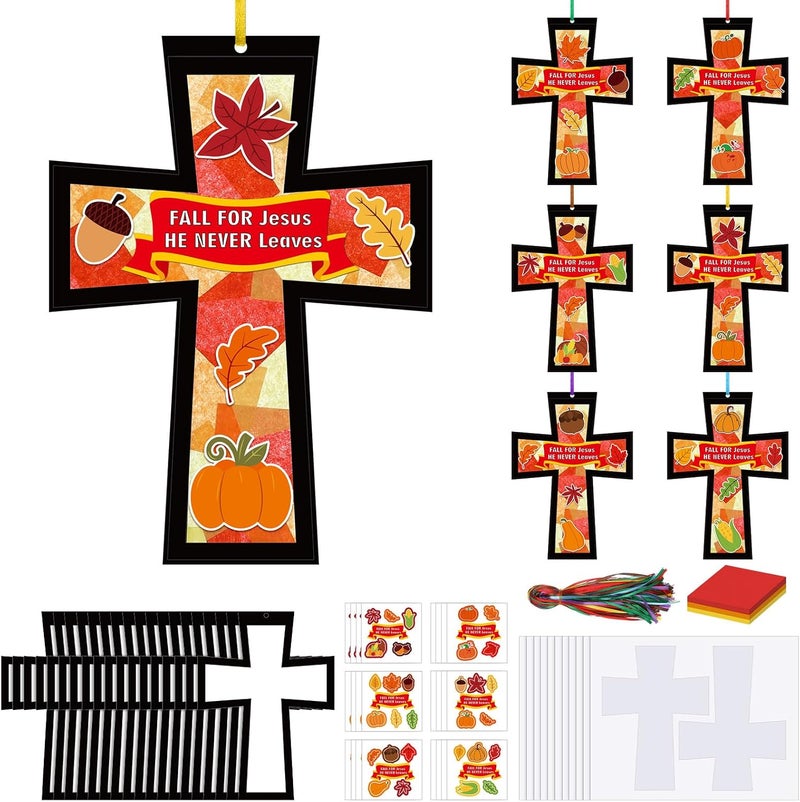 Chiisong 24 Sets He Never Leaves Crafts Kit DIY Tissue Paper Sign Crafts for Back to School Fall Harvest Thanksgiving Religious Christian Party Fun Home Actives - Image 1